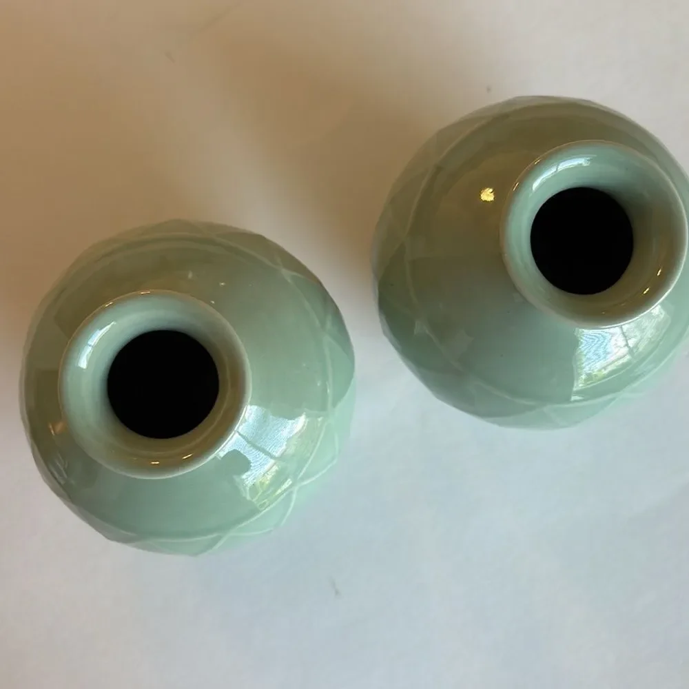 IKEA Celadon Green Ceramic Bud Vase Set of 2 Vases 4”